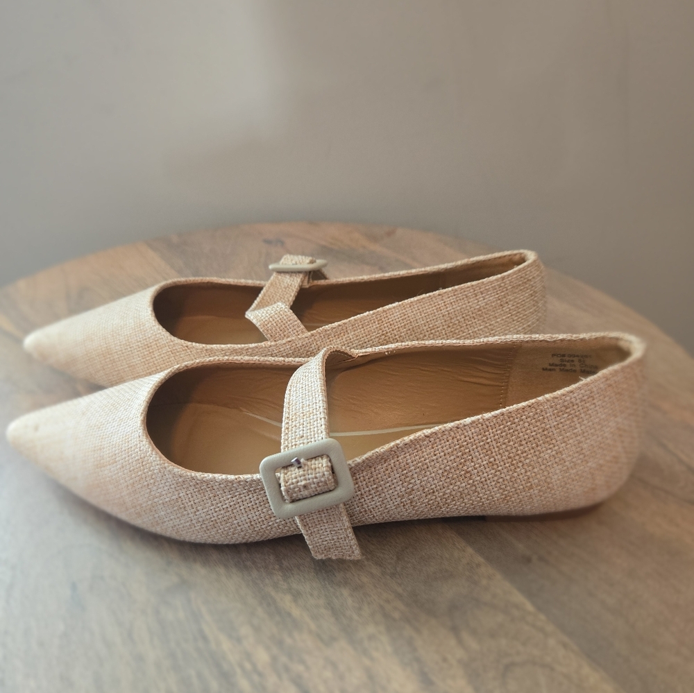 Journee Collection Beige Tweed Mary Jane Flats - Picture 9 of 14
